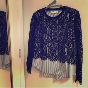 Vineyard Vines Soltice Stripe Lace Top